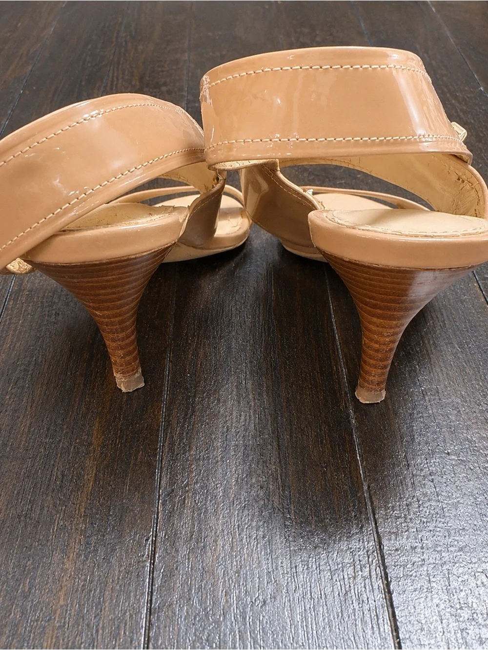 Coach Nude Patent Leather Slingback Heeled Sandals Size 7.5B